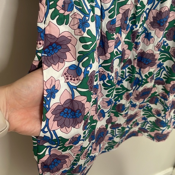 Boden V Neck Contrast Floral Dress Size 10 Petite - Picture 6 of 7